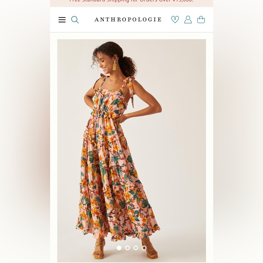 Farm Rio Square-Neck Tiered-Maxi Dress